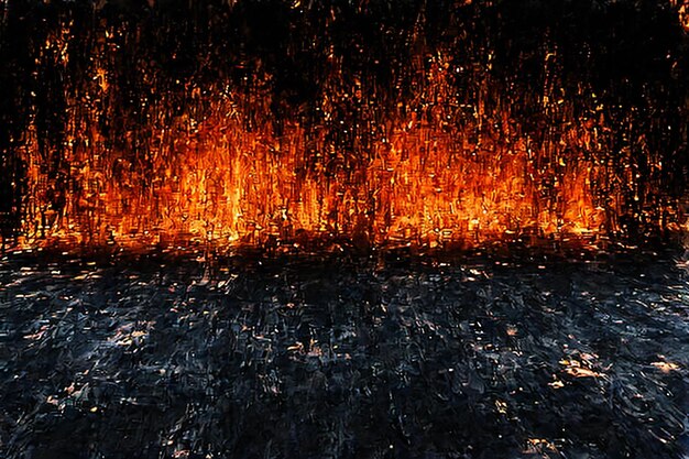 Fondo abstracto de un fuego ardiente con chispas y llamas en un fondo negro