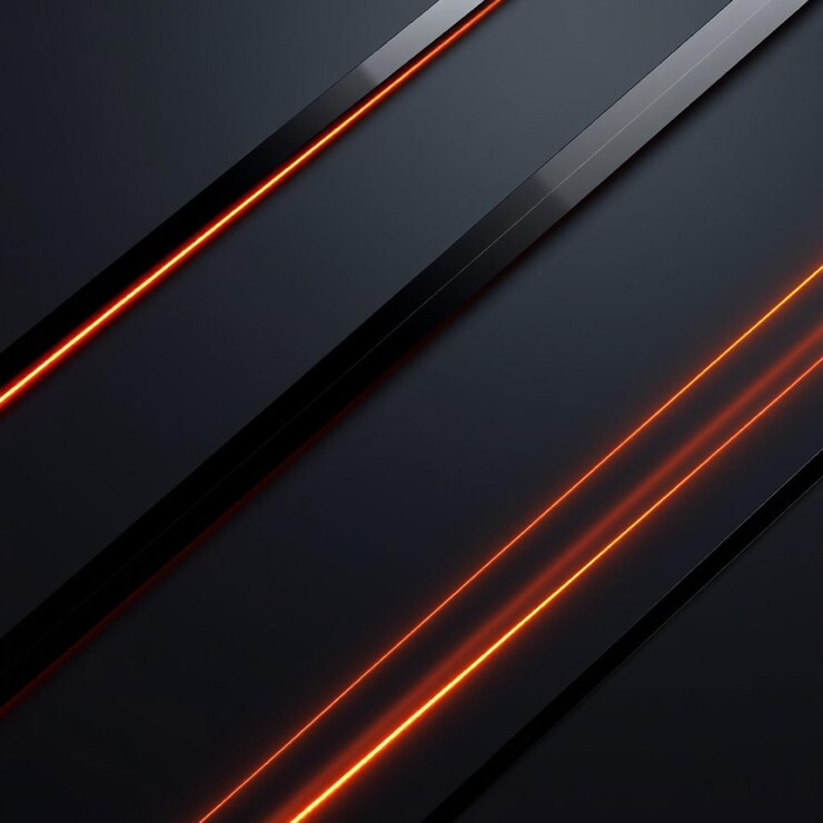 Fondo abstracto futurista con líneas naranjas brillantes y textura metálica
