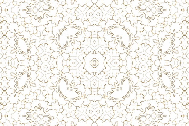 Fondo abstracto geométrico dorado sobre blanco. Patrón para decoración y diseño, patrón simétrico de color dorado.