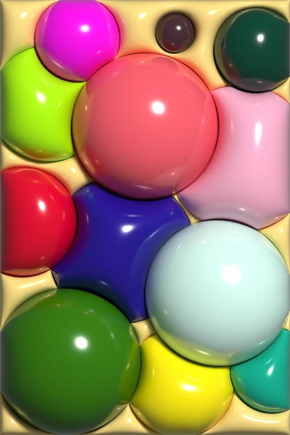 Fondo abstracto con globos de colores Ilustración de representación 3D