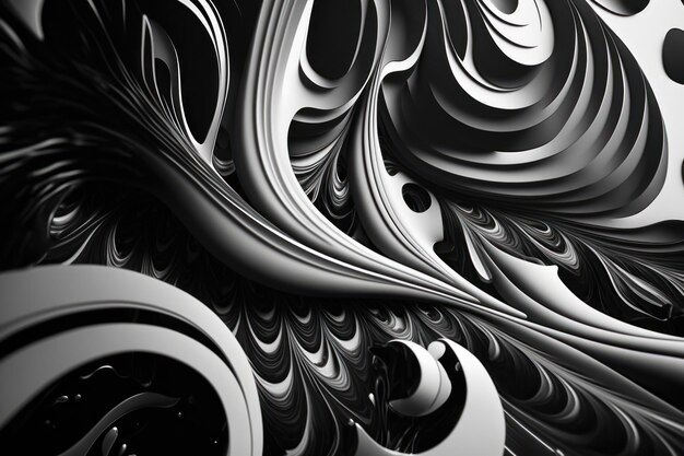 Fondo abstracto de gotas de líquido blanco y negro en la generación de IA de estilo 3d