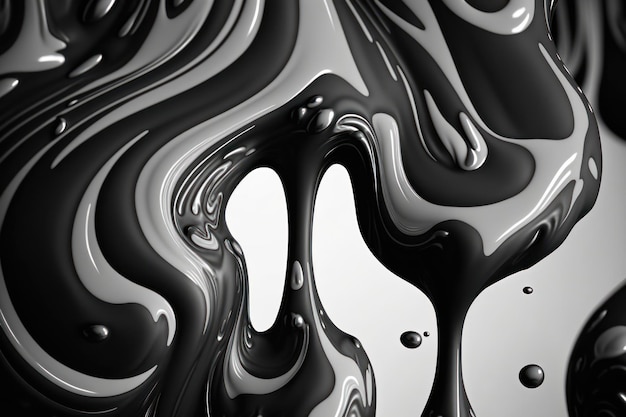 Fondo abstracto de gotas de líquido blanco y negro en la generación de IA de estilo 3d