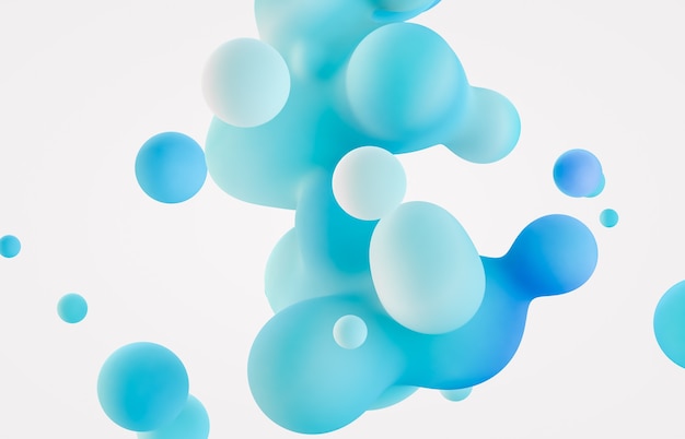 Fondo abstracto con gotas de líquido flotante, burbujas.