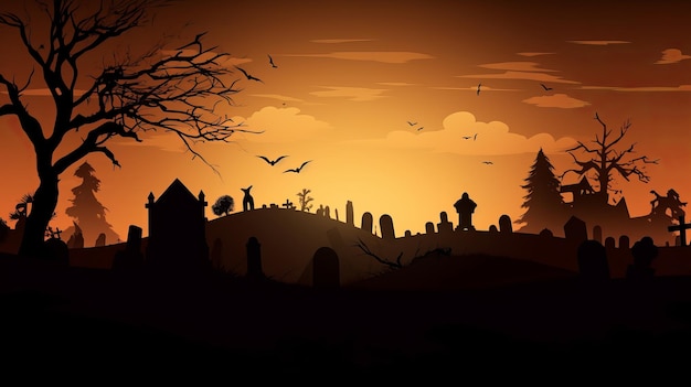 Fondo abstracto de Halloween de Graveyard AI Generation