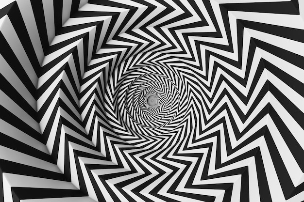Fondo abstracto hecho de círculos concéntricos blancos y negros. Concepto de creatividad y arte. representación 3d