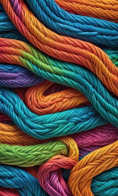 Foto fondo abstracto hecho de cuerdas trenzadas de colores