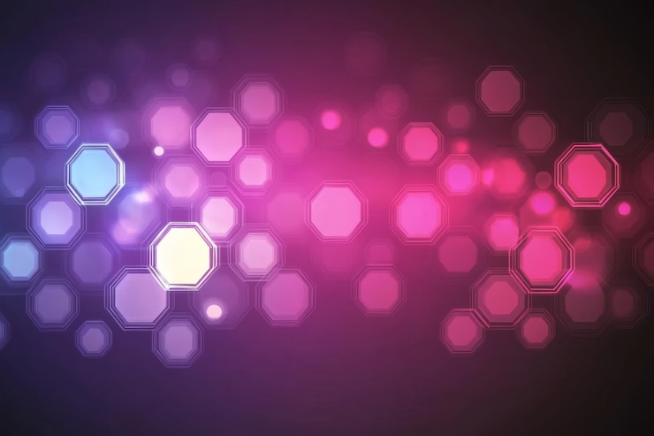 Foto fondo abstracto hexagonal colorido con luces brillantes