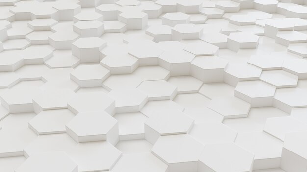 Fondo abstracto hexagonal geométrico blanco representación 3d