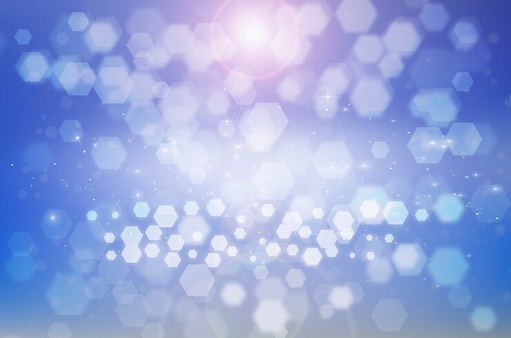 Foto fondo abstracto del hexágono bokeh sobre fondo de color azul