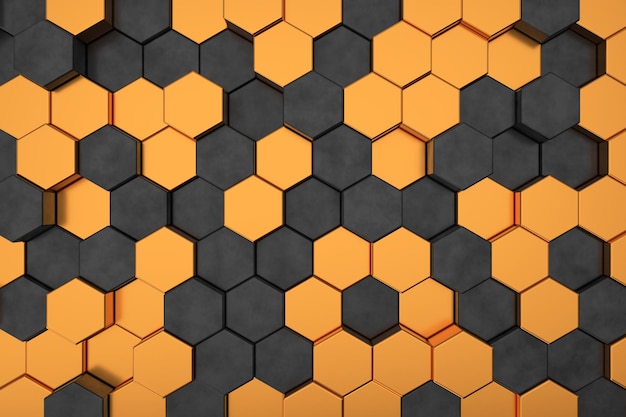 Fondo abstracto de hexágono Pared de azulejos modernos Representación 3D