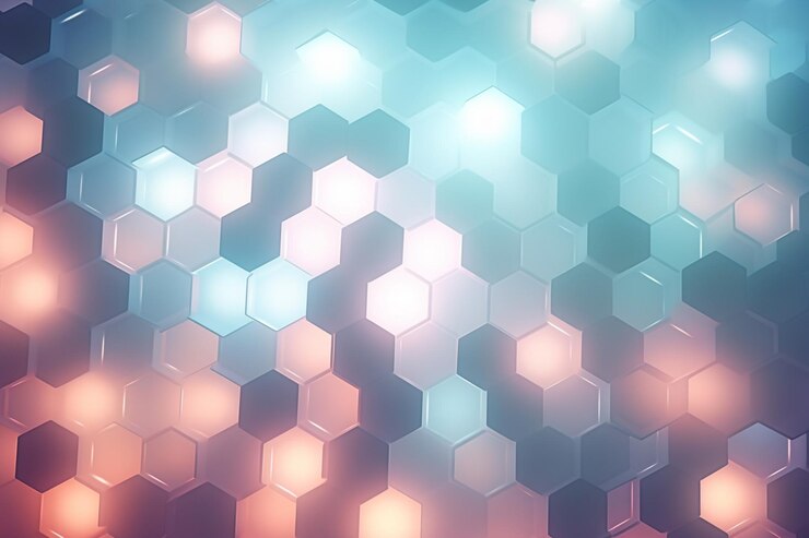 Foto fondo abstracto con hexágonos y luces brillantes generativo ai
