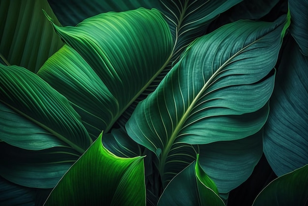 Fondo abstracto de hoja verde para elemento de diseño ai generativo