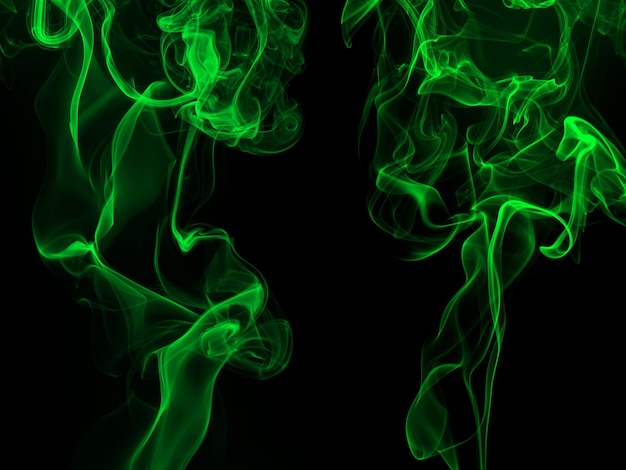 Fondo abstracto de humo verde para el concepto de oscuridad de diseño