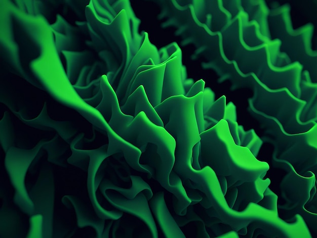 Fondo abstracto de ilustración de render 3d de tela ondulada verde