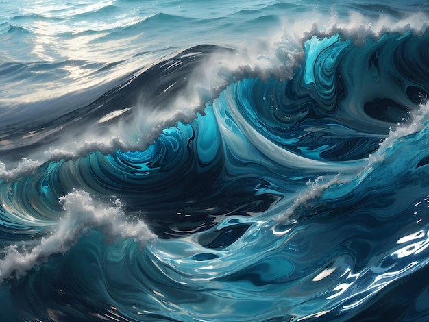 un fondo abstracto inspirado en la belleza surrealista del océano que incorpora ondas fluidas