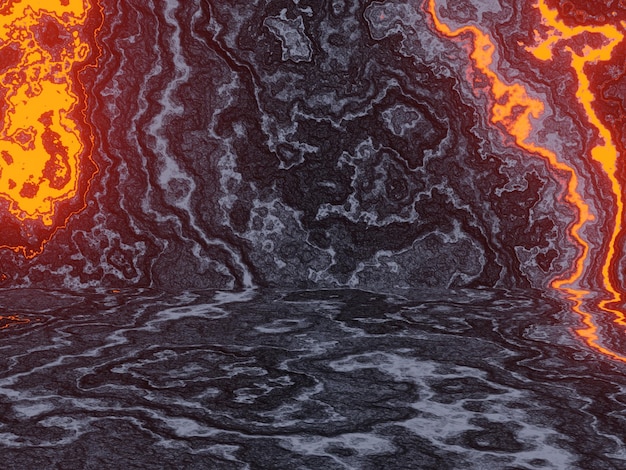 Fondo abstracto de lava volcánica enfriada en 3D