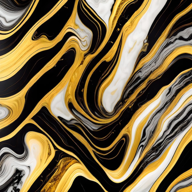 Fondo abstracto líneas de mármol negro y dorado giran arte generativo con curvas de AI