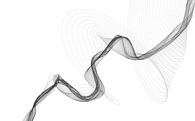Fondo abstracto con líneas de onda monocromáticas en fondo blanco