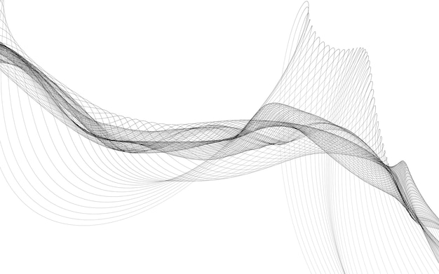 Fondo abstracto con líneas de onda monocromáticas sobre fondo blanco. Fondo de tecnología moderna.