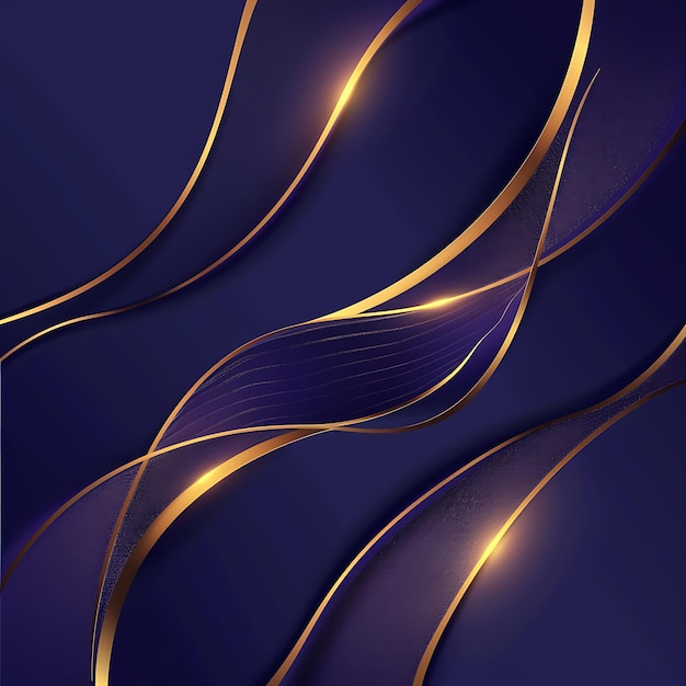 Fondo abstracto con líneas onduladas y brillo dorado Ilustración vectorial