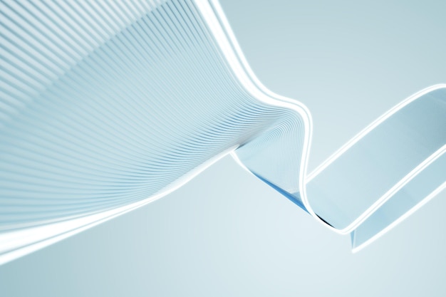Fondo abstracto con líneas onduladas en colores azul claro renderizado 3D