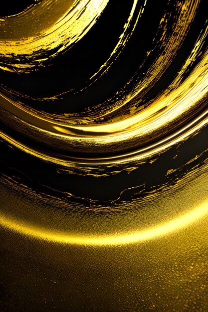 Fondo abstracto líquido dorado sobre negro