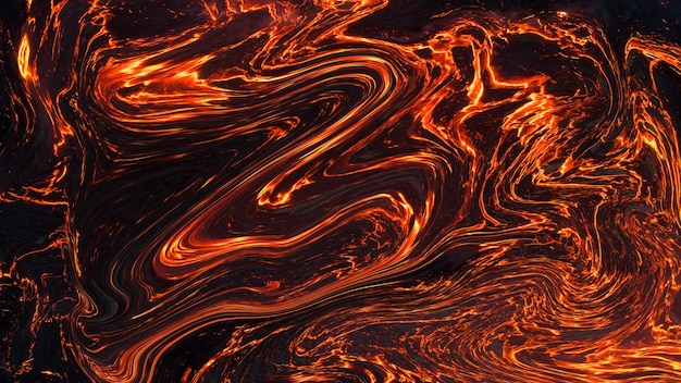 Fondo abstracto líquido de lava volcánica negra y naranja