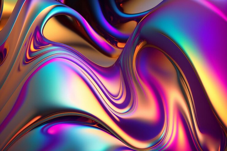 Fondo abstracto líquido ondulatorio colorido holográfico iridiscente Ai generativo