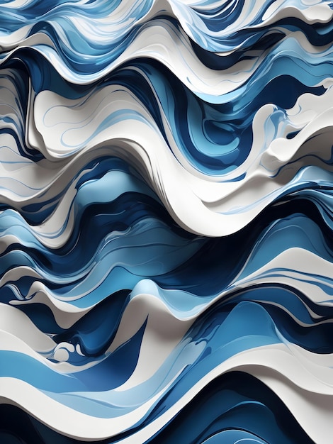 Un fondo abstracto llamativo con un patrón de ondas dinámico en tonos azules y blancos perfectos