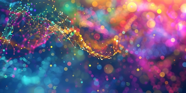 Fondo abstracto con luces de colores y formas geométricas