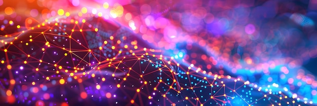 Fondo abstracto con luces de colores y formas geométricas