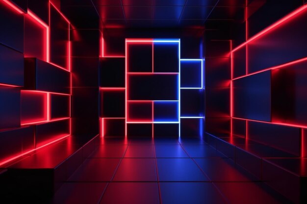Fondo abstracto con luces de neón Diseño interior futurista