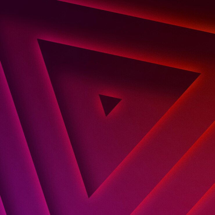 Foto fondo abstracto con luces de neón en forma de triángulo