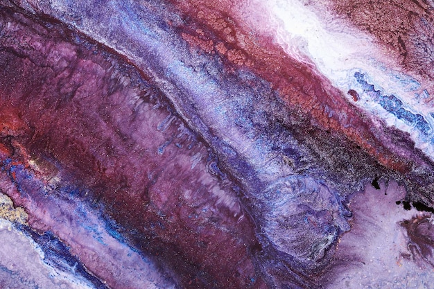 Fondo abstracto de lujo arte líquido Mezcla de tinta de alcohol azul rojo con manchas de pintura dorada Textura de mármol de la superficie del agua de la tierra