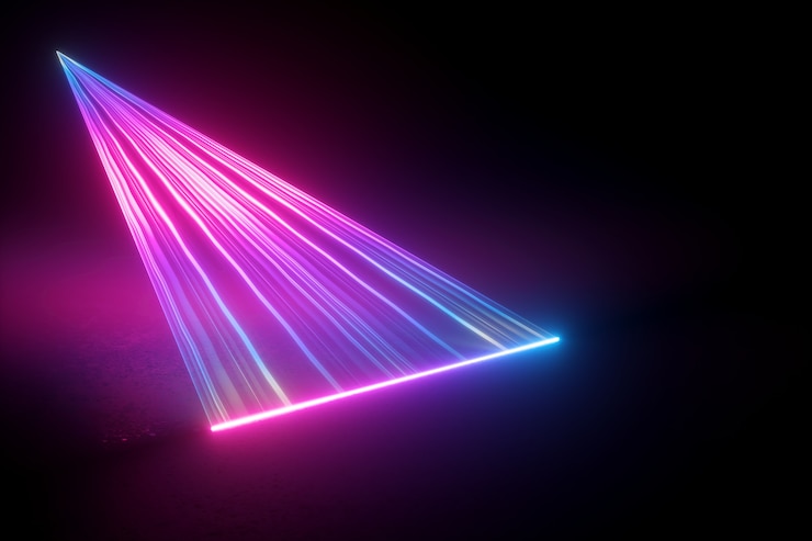 Foto fondo abstracto de luz de neón, rayos azul rosa, láser de proyección, efecto de escaneo.