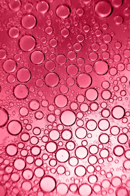 Fondo abstracto de luz viva magenta con círculos de aceite burbujas de agua de cerca