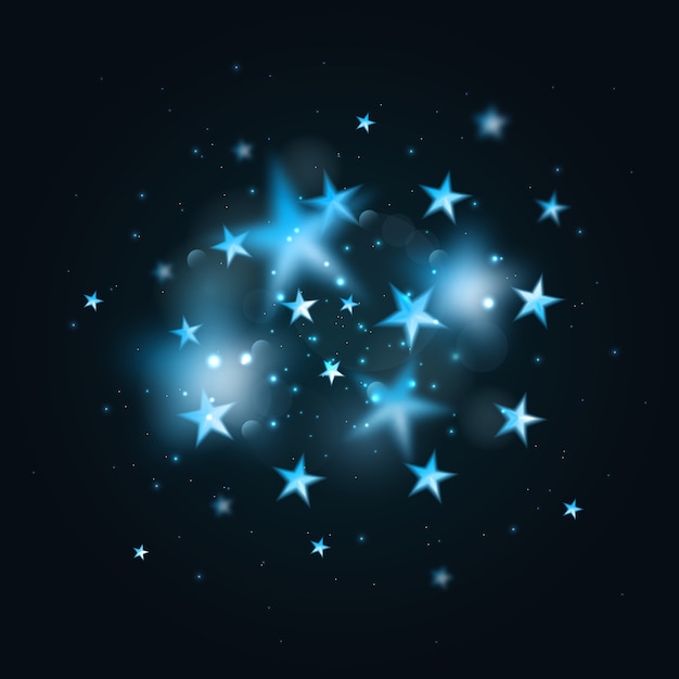 Fondo abstracto mágico con estrellas azules
