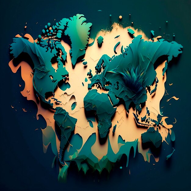 Fondo abstracto con mapa del mundo Generado por IA