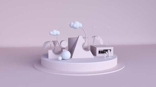 Fondo abstracto, maqueta de escena con podio para exhibición de productos. Representación 3d