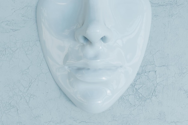 Foto fondo abstracto. máscara facial humana sobre fondo de mármol. procesamiento 3d ilustración 3d