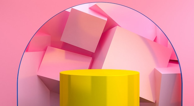 El fondo abstracto minimalista, figuras geométricas primitivas, colores pastel, render 3D.