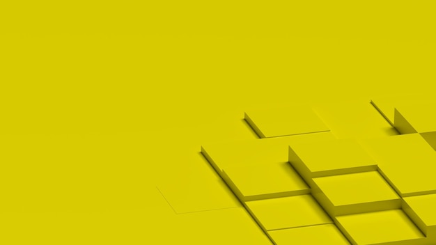 fondo abstracto mínimo cubos amarillos color sólido luz 3d render
