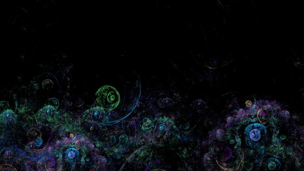 Fondo abstracto moderno luminoso mundo fractal Espacio digital para uso en diseño Formas redondas y líneas 3d render