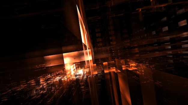 Fondo abstracto moderno luminoso mundo fractal Espacio digital para uso en diseño Formas redondas y líneas 3d render
