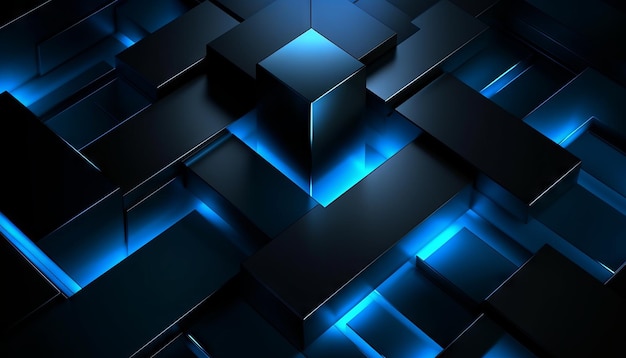 Fondo abstracto moderno negro y azul con un diseño minimalista Generativo ai