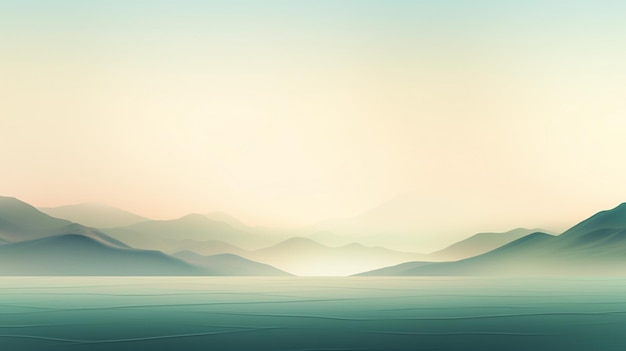 un fondo abstracto con montañas y cielo detrás al estilo de paisajes marinos realistas de color cian claro y beige claro, niebla suave