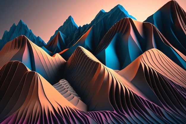 Fondo abstracto de las montañas renderización 3D ilustración 3D