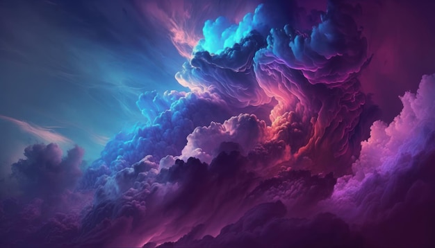 Un fondo abstracto morado y azul con un diseño de nubes