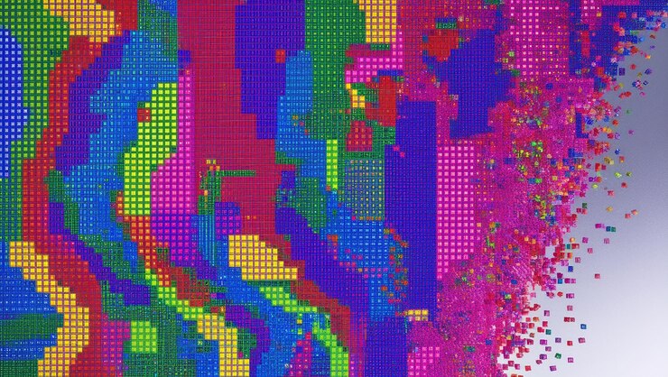 Foto fondo abstracto de mosaico pixelado con pequeños cuadrados multicolores