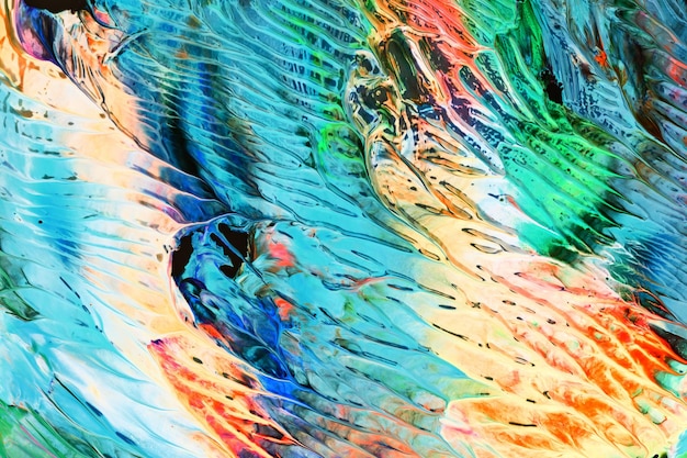 Fondo abstracto multicolor manchas y manchas de tinta acrílica de colores patrón papel tapiz impresión arte fluido telón de fondo creativo pinceladas caóticas pinturas acrílicas